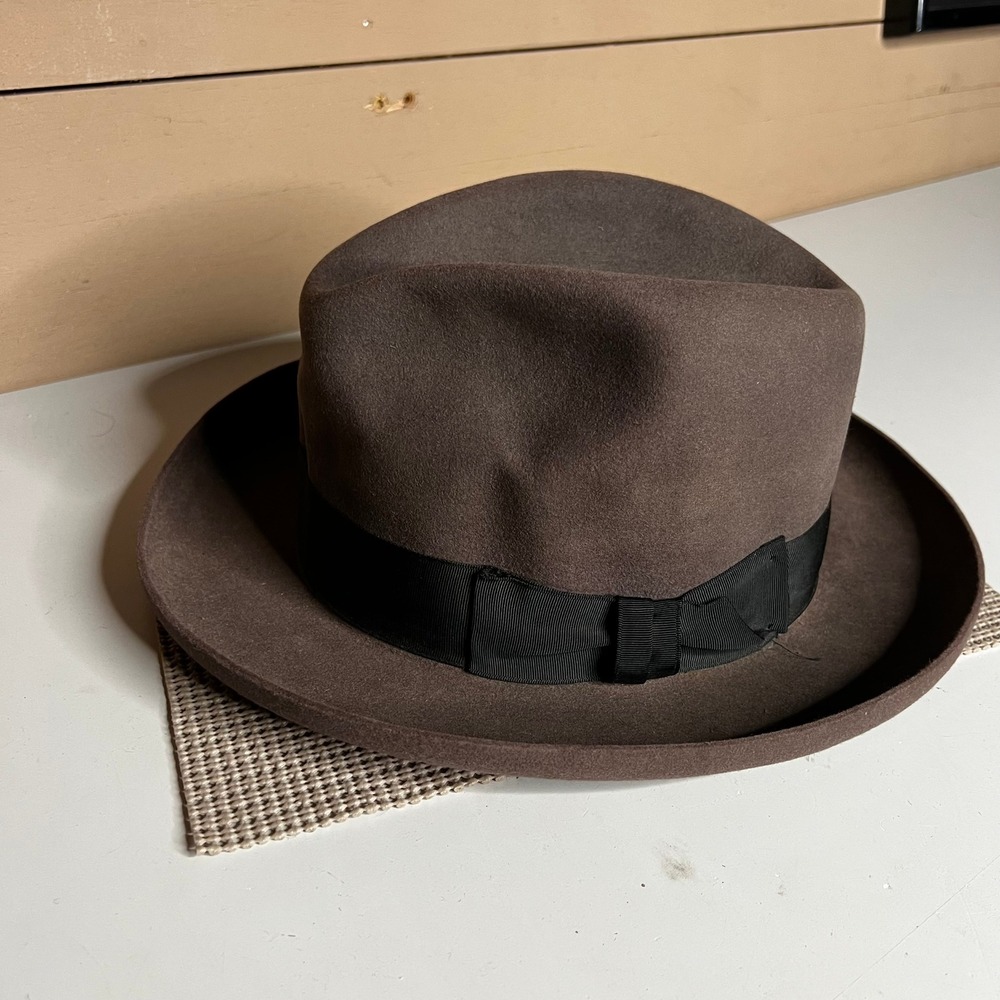 Vintage Dobbs Americana Brown Felt Fedora Hat Rodes Louisville Size 7 1/8